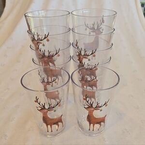 Clear Plastic Holiday Christmas Reindeer Tumbler - Set of 10 Pottery Barn Kids